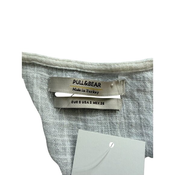 PULL & BEAR White Crop Short Sleeve Button Bolero Size Small - Picture 4 of 7